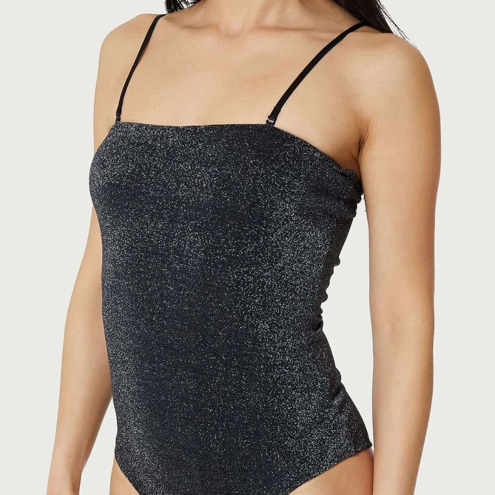 NWT Find Me Now Light Lurex Tube Top One Piece in Eclipse M/L